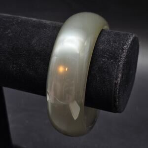 Silver Gray Moon Glow Bangle Bracelet Vintage Plastic Jewelry